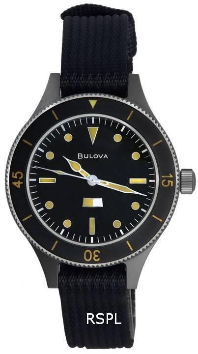 Bulova Archive Mil-Ships Limited Edition musta kellotaulu 98A266 miesten kello