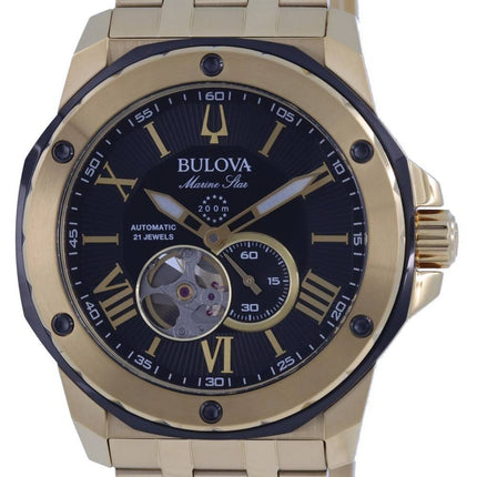 Bulova Marine Star avoin sydän musta kellotaulu automaattinen sukeltaja 98A273 200M miesten kello