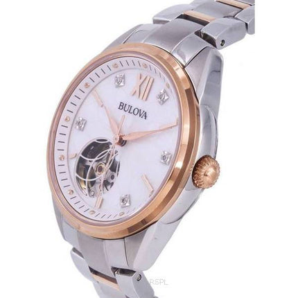 Bulova Classic White Open Heart Dial automaattinen 98P170 naisten kello