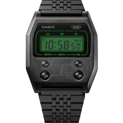 Casio Vintage digitaalinen musta ionipinnoitettu ruostumattomasta teräksestä valmistettu kvartsi A1100B-1 Unisex kello