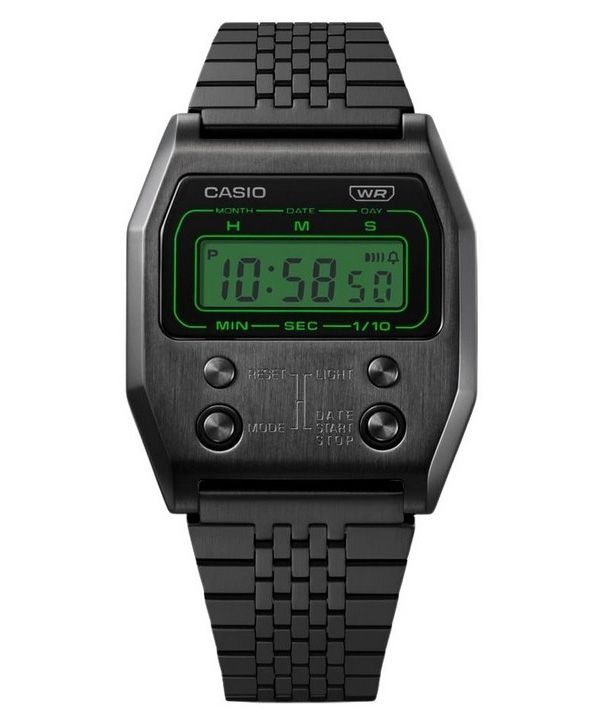 Casio Vintage digitaalinen musta ionipinnoitettu ruostumattomasta teräksestä valmistettu kvartsi A1100B-1 Unisex kello