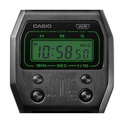 Casio Vintage digitaalinen musta ionipinnoitettu ruostumattomasta teräksestä valmistettu kvartsi A1100B-1 Unisex kello