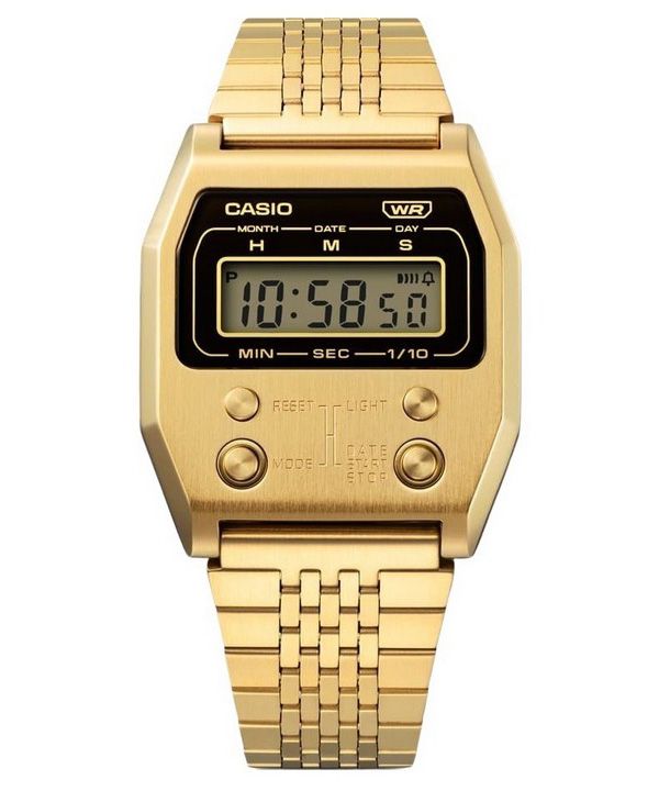 Casio Vintage Digital kullattu ionipinnoitettu ruostumattomasta teräksestä valmistettu kvartsi A1100G-5 unisex kello