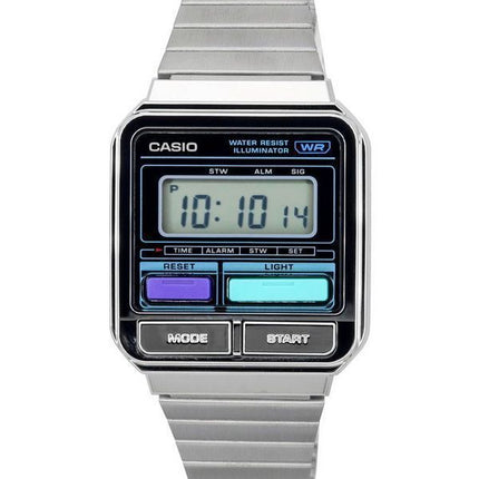 Casio Vintage digitaalinen ruostumattomasta teräksestä valmistettu rannekoru kvartsi A120WE-1A unisex kello