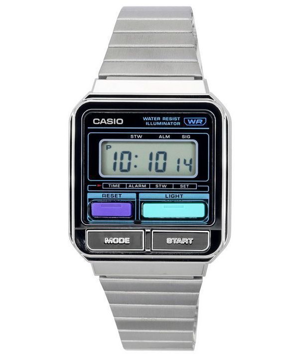 Casio Vintage digitaalinen ruostumattomasta teräksestä valmistettu rannekoru kvartsi A120WE-1A unisex kello