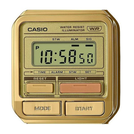 Casio Vintage Digital kullattu ionipinnoitettu ruostumattomasta teräksestä valmistettu kvartsi A120WEG-9A unisex-kello