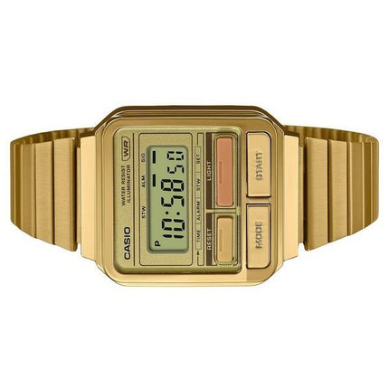 Casio Vintage Digital kullattu ionipinnoitettu ruostumattomasta teräksestä valmistettu kvartsi A120WEG-9A unisex-kello