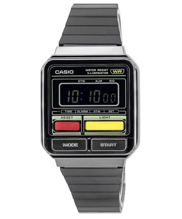 Casio Vintage digitaalinen ruostumattomasta teräksestä valmistettu rannekoru kvartsi A120WEGG-1B unisex kello