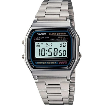 Casio-digitaalinen ruostumattoman teräksen päivittäinen hälytys A158WA-1DF A158WA-1 miesten kello