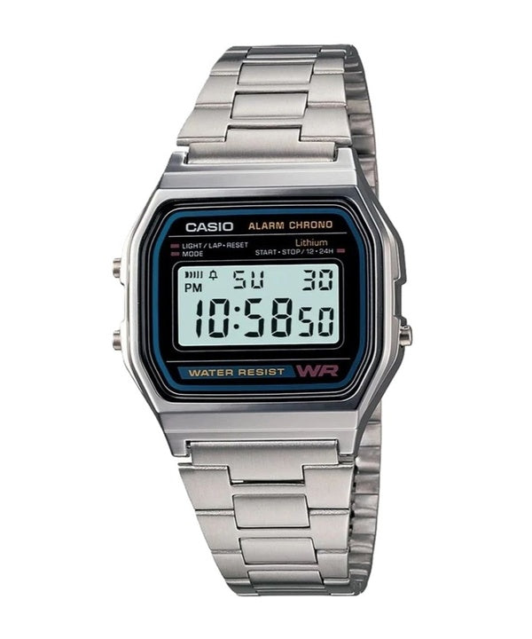 Casio-digitaalinen ruostumattoman teräksen päivittäinen hälytys A158WA-1DF A158WA-1 miesten kello