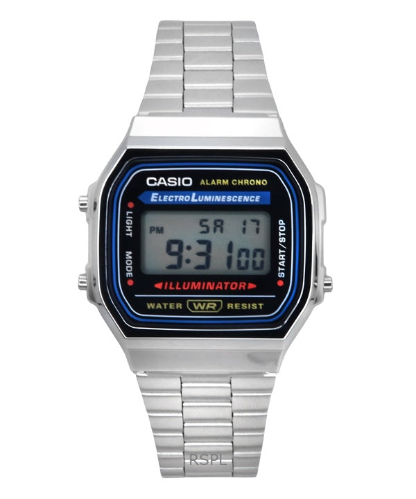 Casio Digital hälytys Chrono ruostumaton teräs A168WA-1WDF A168WA-1W Unisex kello