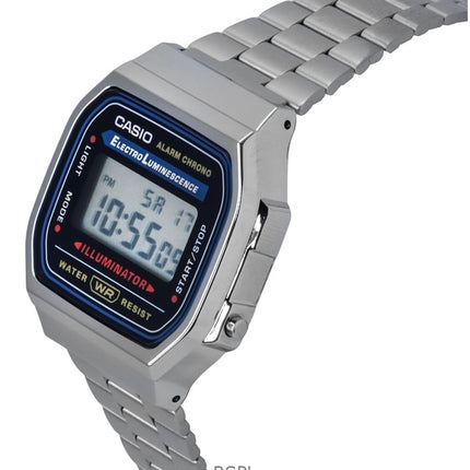 Casio Digital hälytys Chrono ruostumaton teräs A168WA-1WDF A168WA-1W Unisex kello