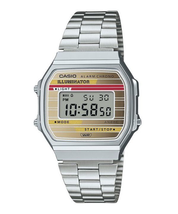 Casio Vintage Heritage Colors ruostumaton teräs monivärinen kellotaulu kvartsi A168WEHA-9A unisex kello