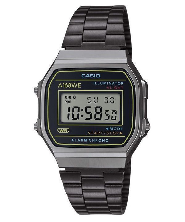 Casio Vintage Heritage Colors ruostumaton teräs musta kellotaulu kvartsi A168WEHB-1A unisex kello