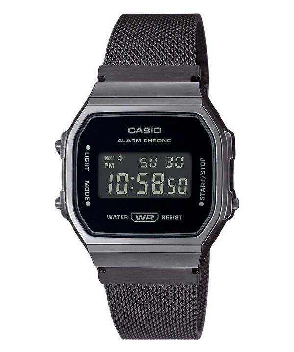 Casio Vintage digitaalinen ruostumattomasta teräksestä valmistettu rannekoru kvartsi A168WEMB-1B unisex kello