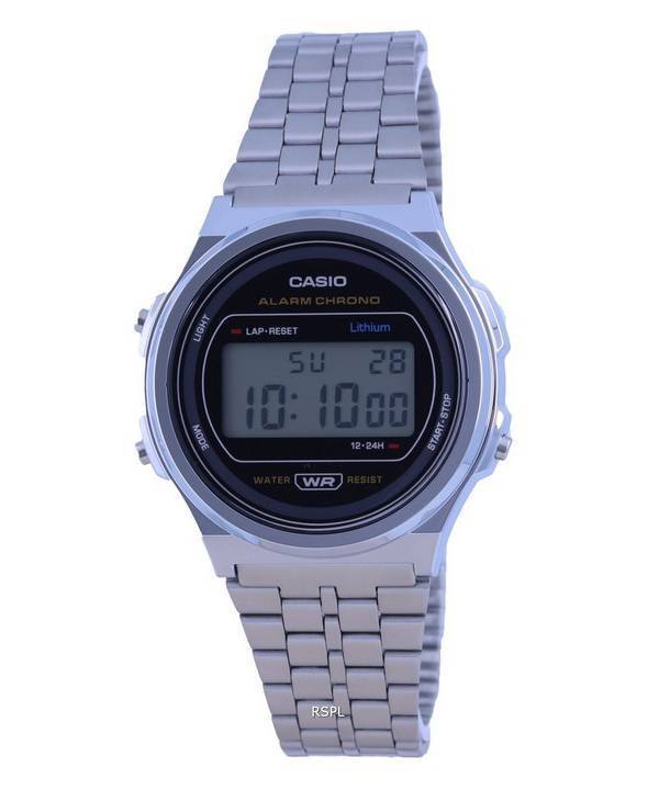 Casio A171 Vintage ruostumattomasta teräksestä valmistettu hartsi digitaalinen A171WE-1A A171WE-1 Unisex-kello