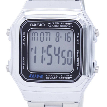 Casio Digital ruostumattomasta teräksestä hälytys Chrono Dual aika A178WA 1ADF A178WA-1A Miesten kello