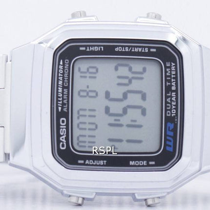 Casio Digital ruostumattomasta teräksestä hälytys Chrono Dual aika A178WA 1ADF A178WA-1A Miesten kello