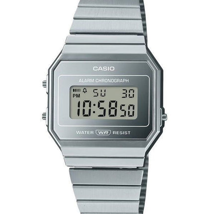 Casio Vintage digitaalinen ruostumattomasta teräksestä valmistettu hopeinen kellotaulu kvartsi A700WEV-7A unisex kello