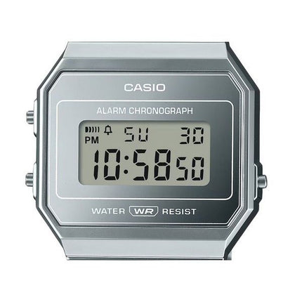 Casio Vintage digitaalinen ruostumattomasta teräksestä valmistettu hopeinen kellotaulu kvartsi A700WEV-7A unisex kello