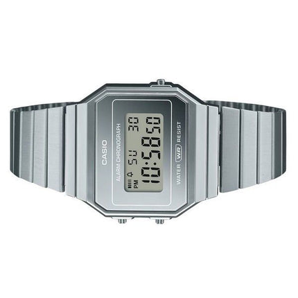 Casio Vintage digitaalinen ruostumattomasta teräksestä valmistettu hopeinen kellotaulu kvartsi A700WEV-7A unisex kello