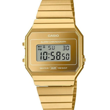 Casio Vintage Digital Gold ruostumattomasta teräksestä valmistettu kvartsi A700WEVG-9A Unisex kello