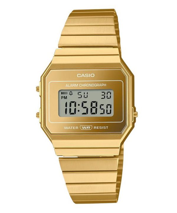 Casio Vintage Digital Gold ruostumattomasta teräksestä valmistettu kvartsi A700WEVG-9A Unisex kello