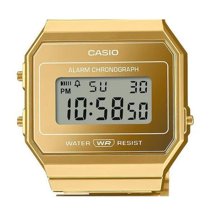 Casio Vintage Digital Gold ruostumattomasta teräksestä valmistettu kvartsi A700WEVG-9A Unisex kello