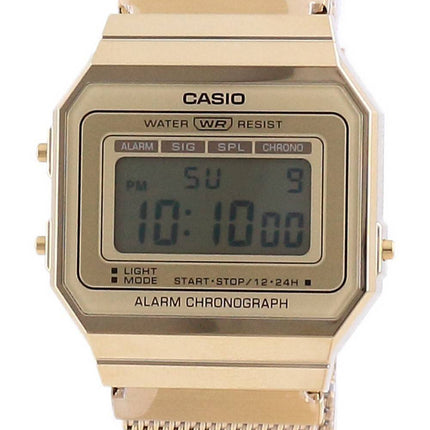 Casio Youth Vintage kultasävyinen ruostumattomasta teräksestä valmistettu digitaalinen A700WMG-9A-kello