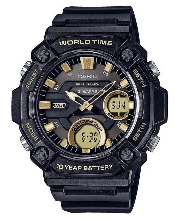 Casio Youth Analoginen digitaalinen hartsi musta kellotaulu kvartsi AEQ-120W-9AV AEQ120W-9 100M miesten kello