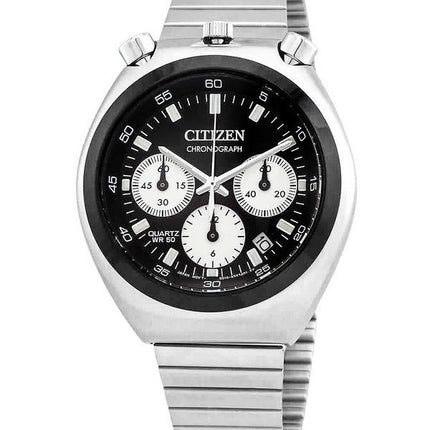 Citizen Chronograph ruostumattomasta teräksestä valmistettu musta kellotaulu kvartsi AN3660-81E miesten kello