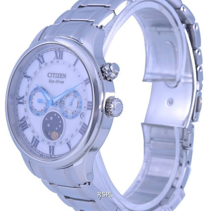 Citizen Moon Phase White Kellotaulu ruostumattomasta teräksestä Eco-Drive AP1050-81A miesten kello