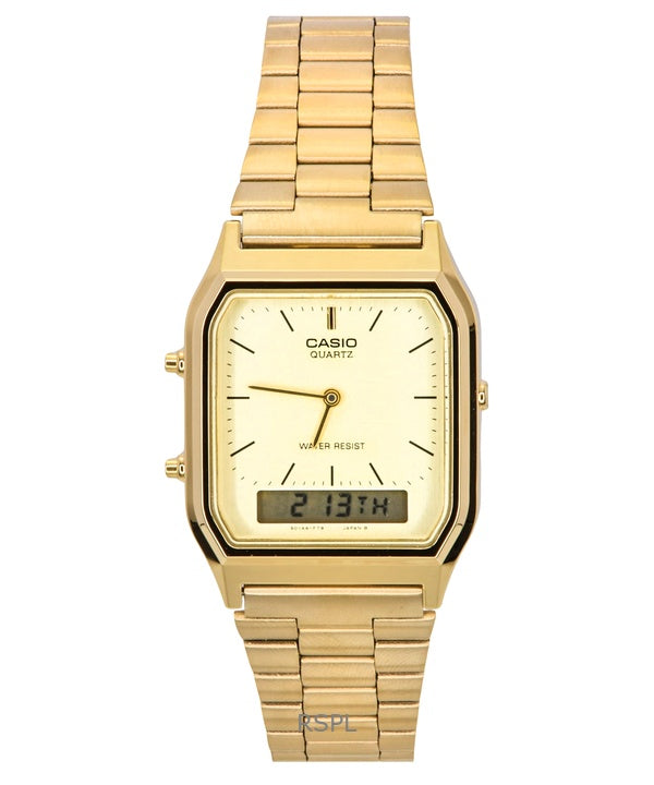 Casio kvartsi analoginen digitaalinen Gold Tone AQ 230GA 9DMQYES Miesten kello