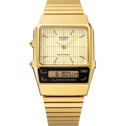 Casio Vintage analoginen digitaalinen kullattu ionipinnoitettu ruostumaton teräs beige kellotaulu kvartsi AQ-800EG-9A unisex-kel