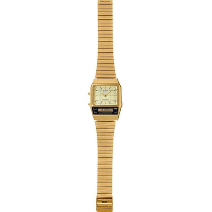 Casio Vintage analoginen digitaalinen kullattu ionipinnoitettu ruostumaton teräs beige kellotaulu kvartsi AQ-800EG-9A unisex-kel