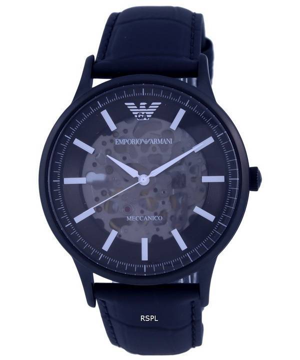 Emporio Armani Skeleton Nahkainen musta kellotaulu automaattinen AR60042 miesten kello