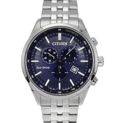 Citizen Eco-Drive Chronograph ruostumattomasta teräksestä, sininen kellotaulu AT2570-56L 100M miesten kello