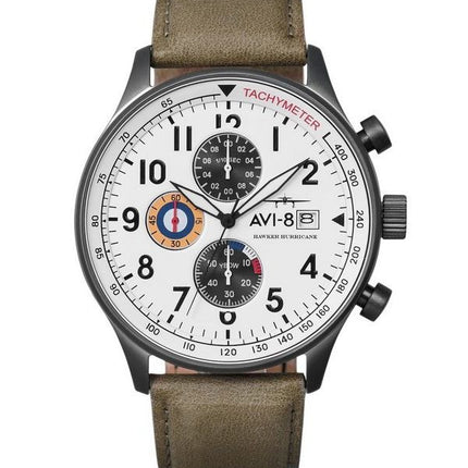 AVI-8 Hawker Hurricane Classic Chronograph Ivory Harmaasävy valkoinen kellotaulu kvartsi AV-4011-0B miesten kello