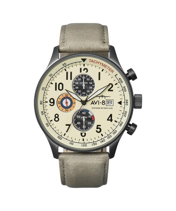 AVI-8 Hawker Hurricane Classic Chronograph kermanvärinen beige kellotaulu kvartsi AV-4011-0C miesten kello