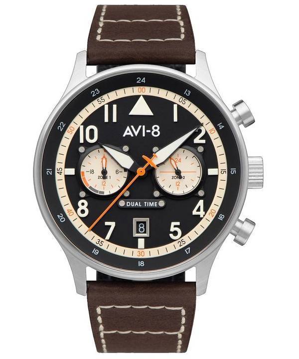 AVI-8 Hawker Hurricane Carey Dual Time Manston Black Dial Quartz AV-4088-01 Miesten kello