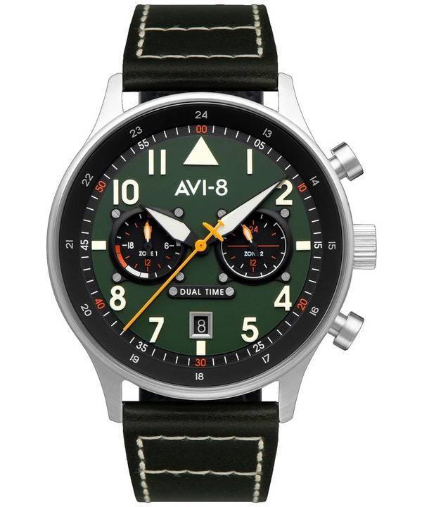 AVI-8 Hawker Hurricane Carey Dual Time Merville Green Dial Quartz AV-4088-02 Miesten kello