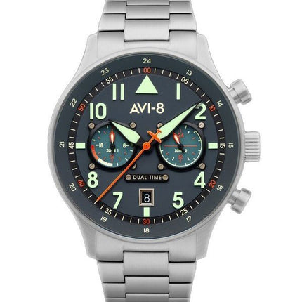 AVI-8 Hawker Hurricane Carey Dual Time Gutersloh ruostumattomasta teräksestä valmistettu sininen kellotaulu AV-4088-22 miesten kello