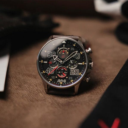 AVI-8 Hawker Typhoon Rb396 Sheila Chronograph Limited Edition musta kellotaulu kvartsi AV-4093-05 miesten kello