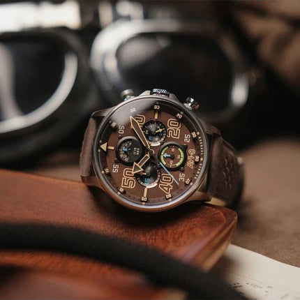 AVI-8 Hawker Typhoon Rb396 Sheila Chronograph Limited Edition Westhampnett Brown Dial Quartz AV-4093-06 miesten kello