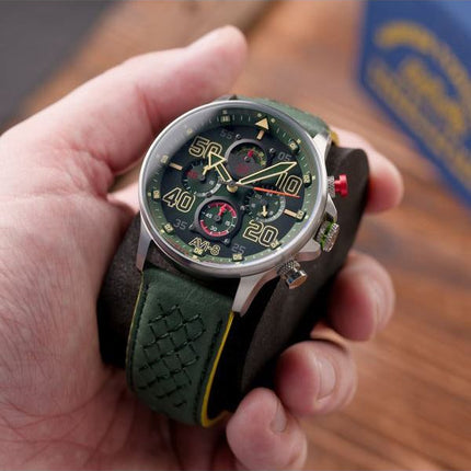 AVI-8 Hawker Typhoon Rb396 Sheila Chronograph Limited Edition Goch Green Dial Quartz AV-4093-08 miesten kello