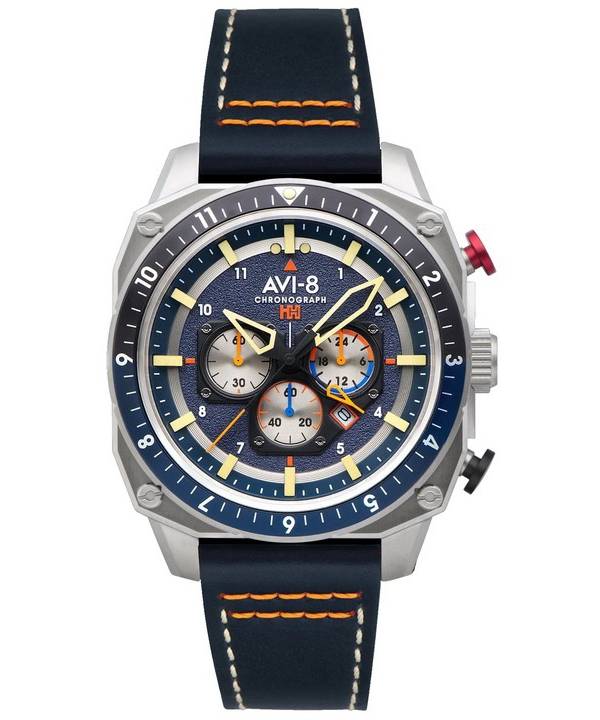 AVI-8 Hawker Hunter Atlas Dual Time Chronograph Pavillion Blue Quartz AV-4100-02 miesten kello