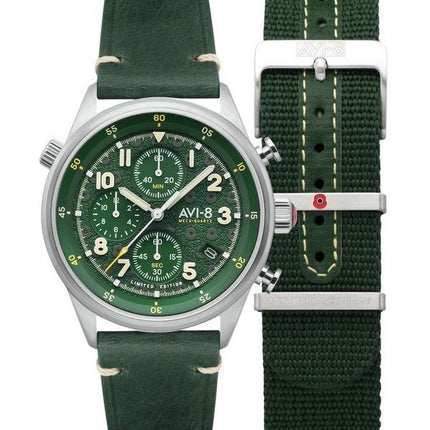 AVI-8 Flyboy Royal British Legion Tri-Service Chronograph Limited Edition Marlborough Lines Green Dial Quartz AV-4102-RBL-03 Mie