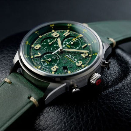 AVI-8 Flyboy Royal British Legion Tri-Service Chronograph Limited Edition Marlborough Lines Green Dial Quartz AV-4102-RBL-03 Mie