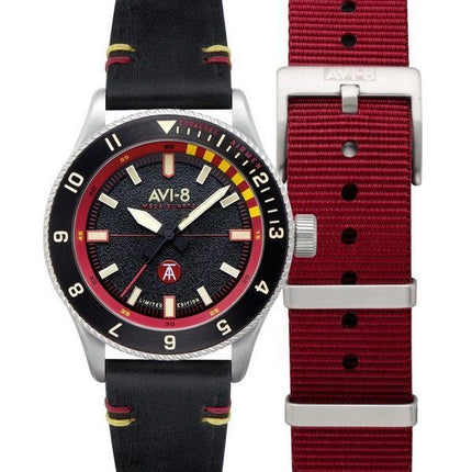 AVI-8 Flyboy Tuskegee Airmen Limited Edition Licata musta kellotaulu kvartsi AV-4103-01 miesten kello lisähihnalla