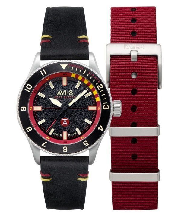 AVI-8 Flyboy Tuskegee Airmen Limited Edition Licata musta kellotaulu kvartsi AV-4103-01 miesten kello lisähihnalla